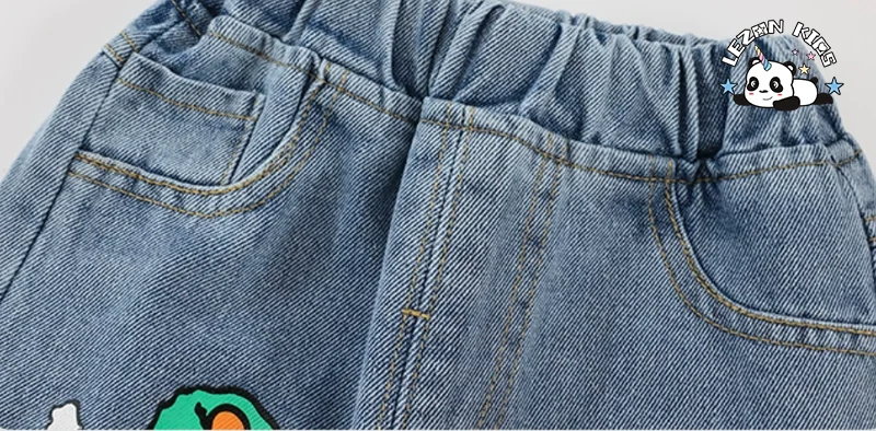LEZONKIDS - Calças de jeans infantis personalizadas com impressão do desenho Sesame Street para uso diário